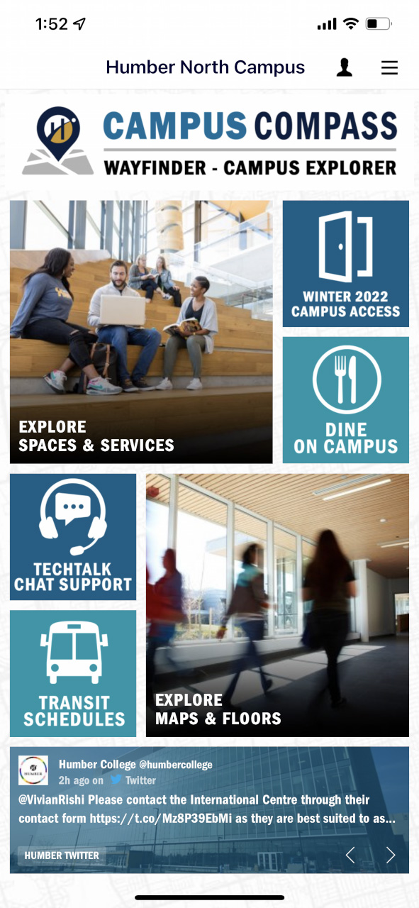 Screenshot of the campus compass app